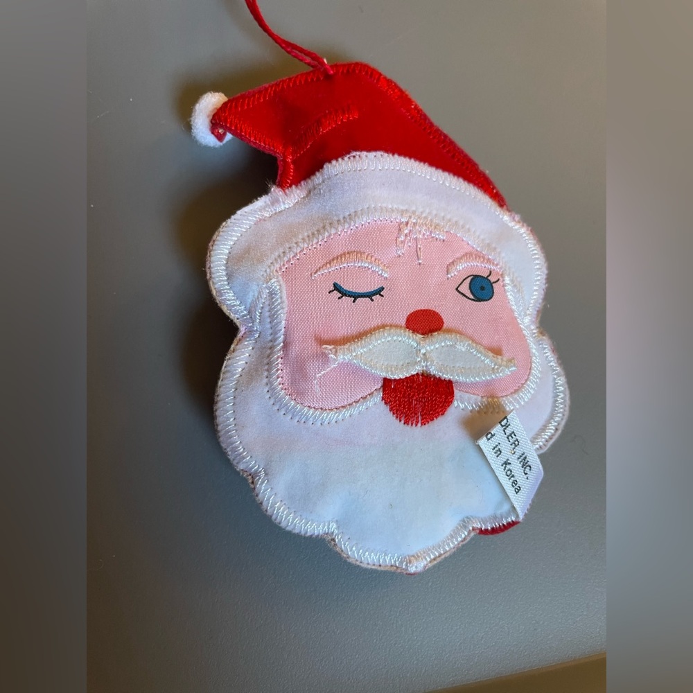 Kurt Adler Red and White Appliqué Winking Santa Ornament Vintage